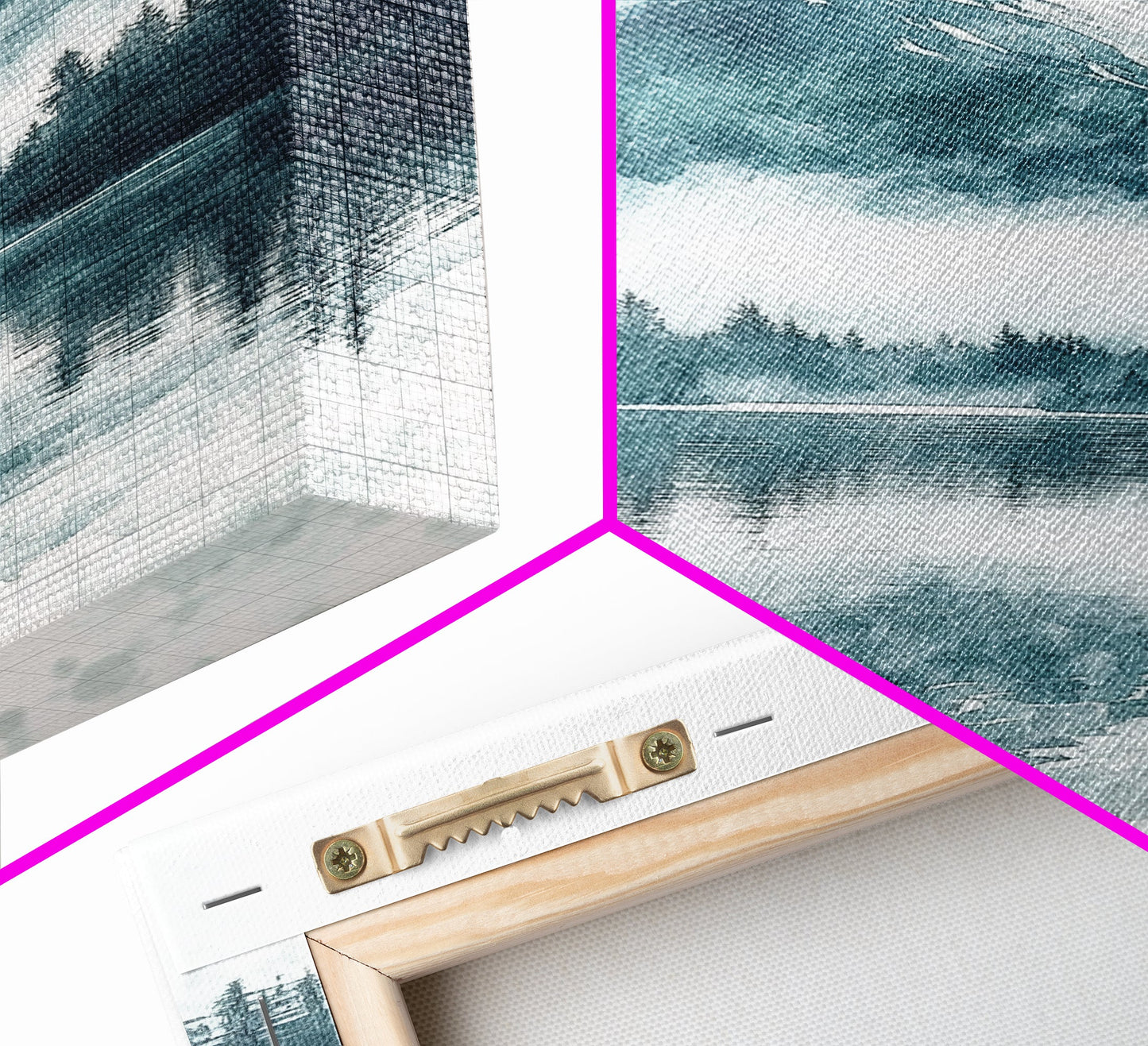 Fog In The Mountains, Framed Canvas Print, Pacific Northwest, Cascade Mountains, Emerald Green Landscape Painting, Boho Decor