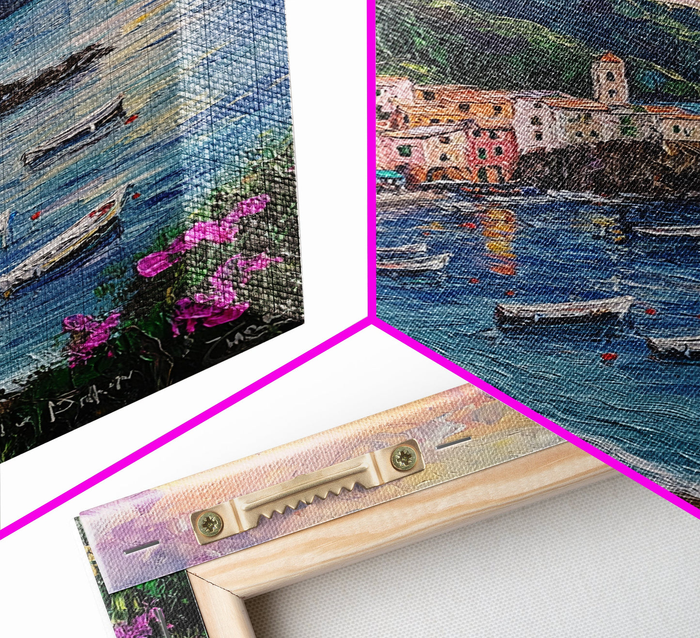 Italy At Sunset - Framed Canvas Print - Impasto Style Print Abstract Art - Calming Soothing Home Decor - Bedroom Art