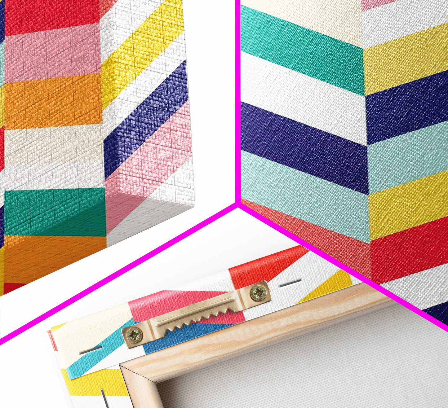 Pastel Chevrons Wall Art, Framed Canvas Print, Wood Framed Wall Art, Framed Wall Art, Gift Idea, Home Decor, Tire Track Print