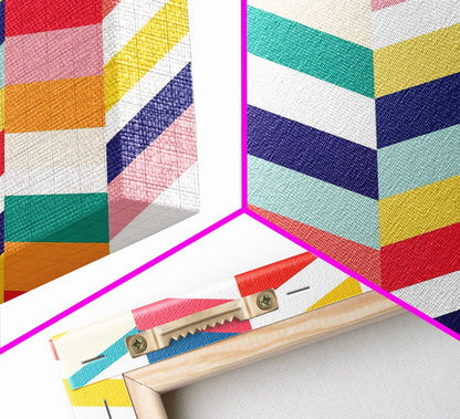 Pastel Chevrons Wall Art, Framed Canvas Print, Wood Framed Wall Art, Framed Wall Art, Gift Idea, Home Decor, Tire Track Print