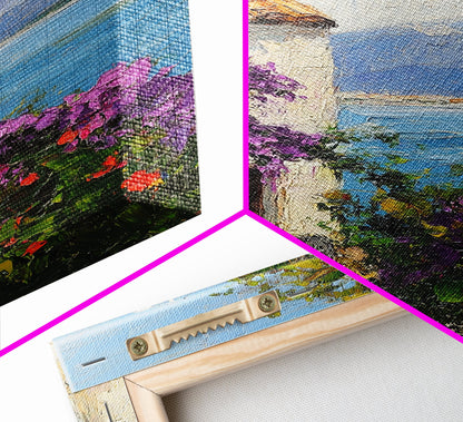 Italian Villa Art - Italy Print - Canvas Print - Gift For Italian, Italy Decor Vacation Gift Idea, Boho Modrn Art, Italy Themed Gift