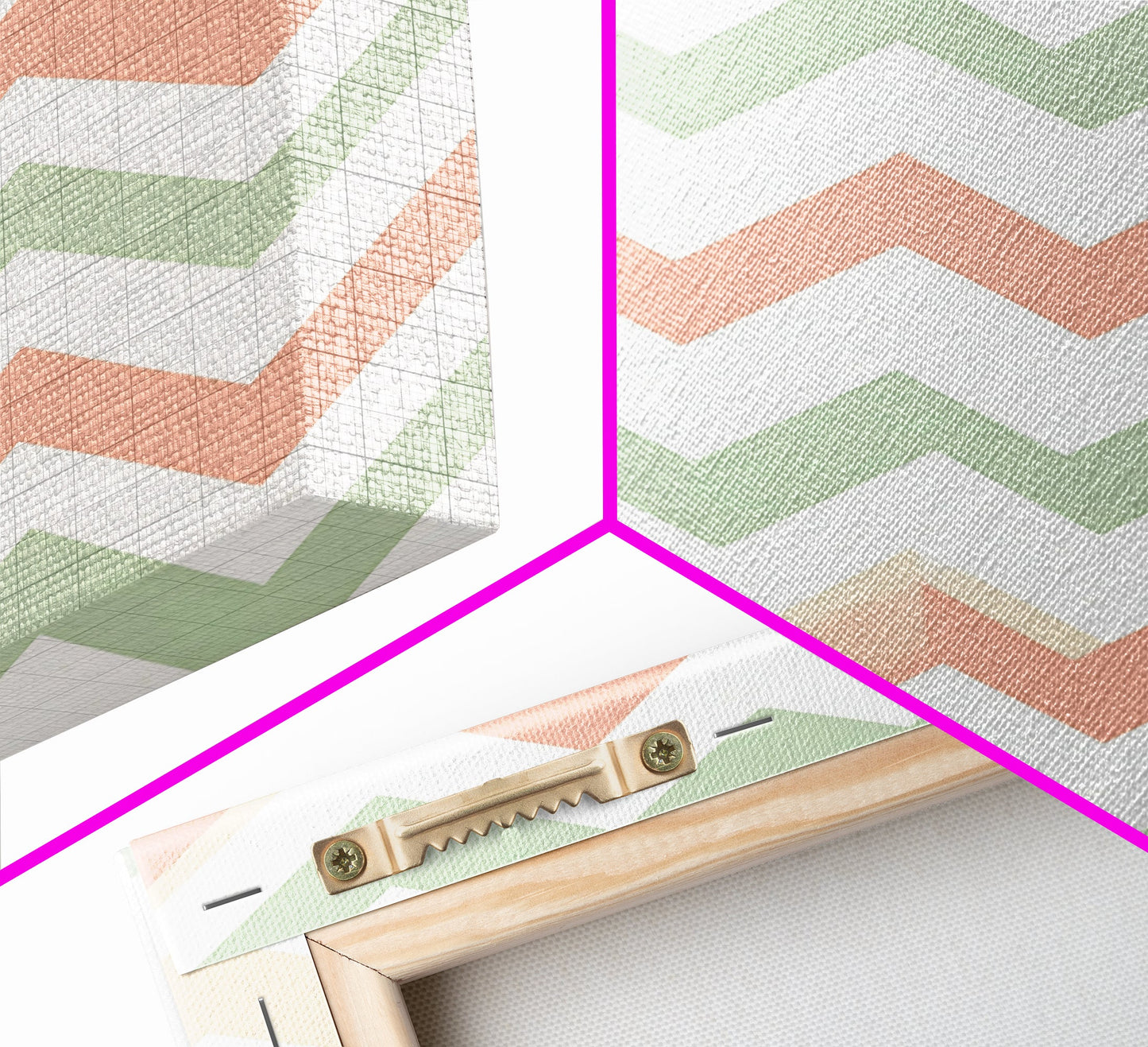 Pastel Chevron Zig Zag Pattern Wall Art, Mid Century Modern Boho Style Home Decor, Living Room Wall Hanging