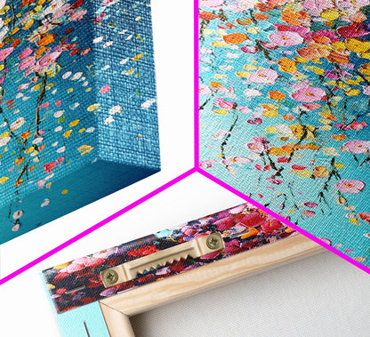 Beautiful Wild Flower Wall Art with Turquoise Background, Modern Farmhouse, Boho Style living room art, Minimalist Floral Print