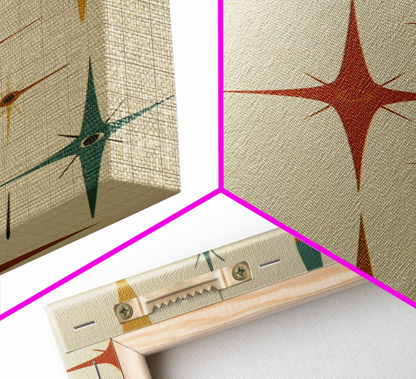 Mid Century Modern Atomic Starburst Retro Wall Art - Atomic Decor - Canvas Print - 50s Style Wall Art - MCM Mid Century Modern Art