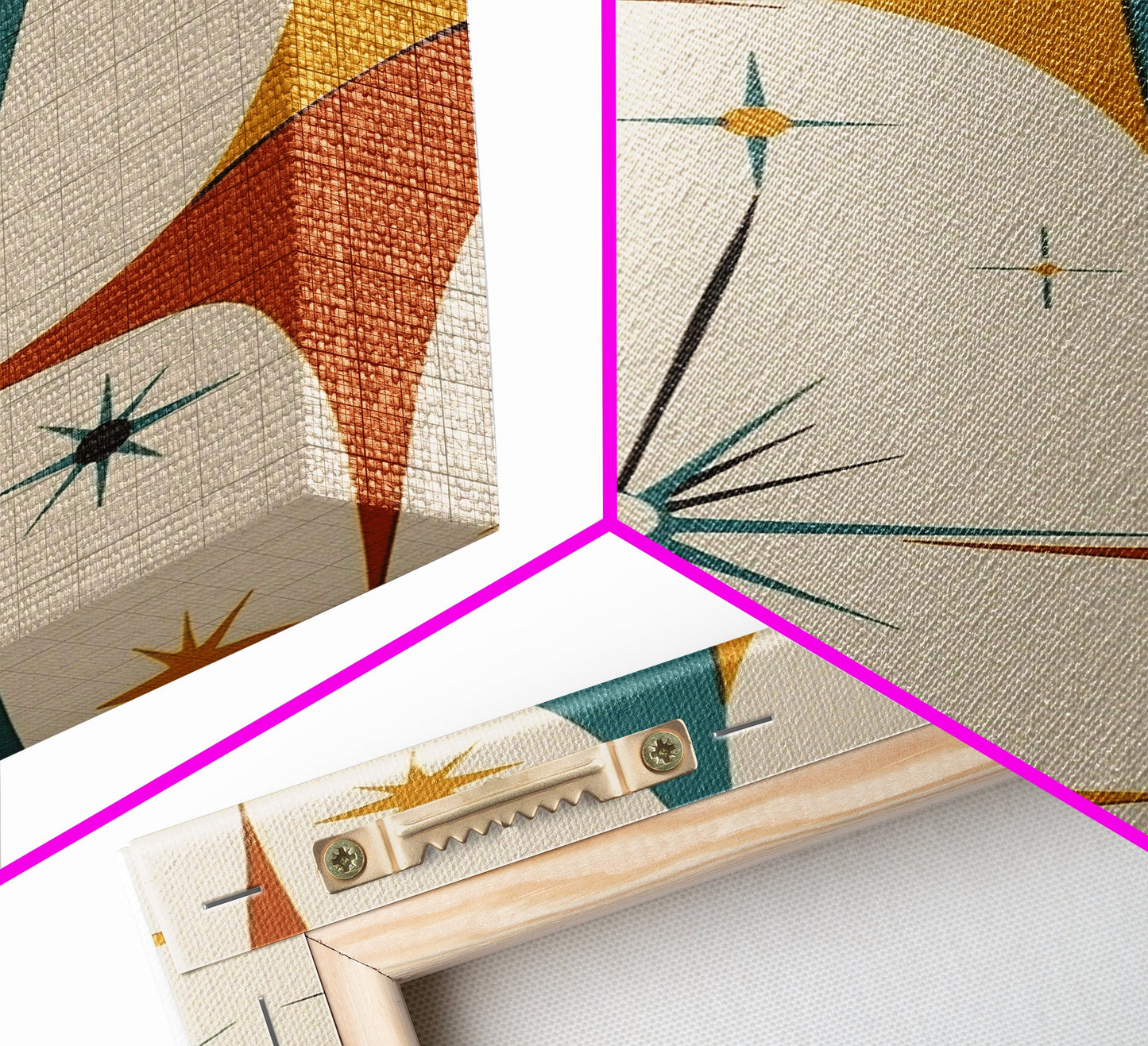 Art Deco Star Burst Canvas Print Wall Art, Retro 50s Style, Starburst, Mid-Century Modern Wall Art, Minimalist Home Decor, Modern Art