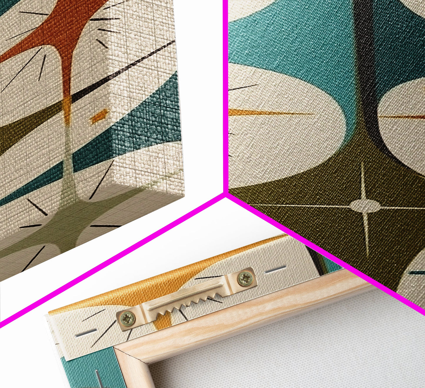 Art Deco Star Burst Canvas Print Wall Art, Retro 1950s Style, Starburst, Mid-Century Modern Wall Art, Minimalist Home Decor, Modern Art