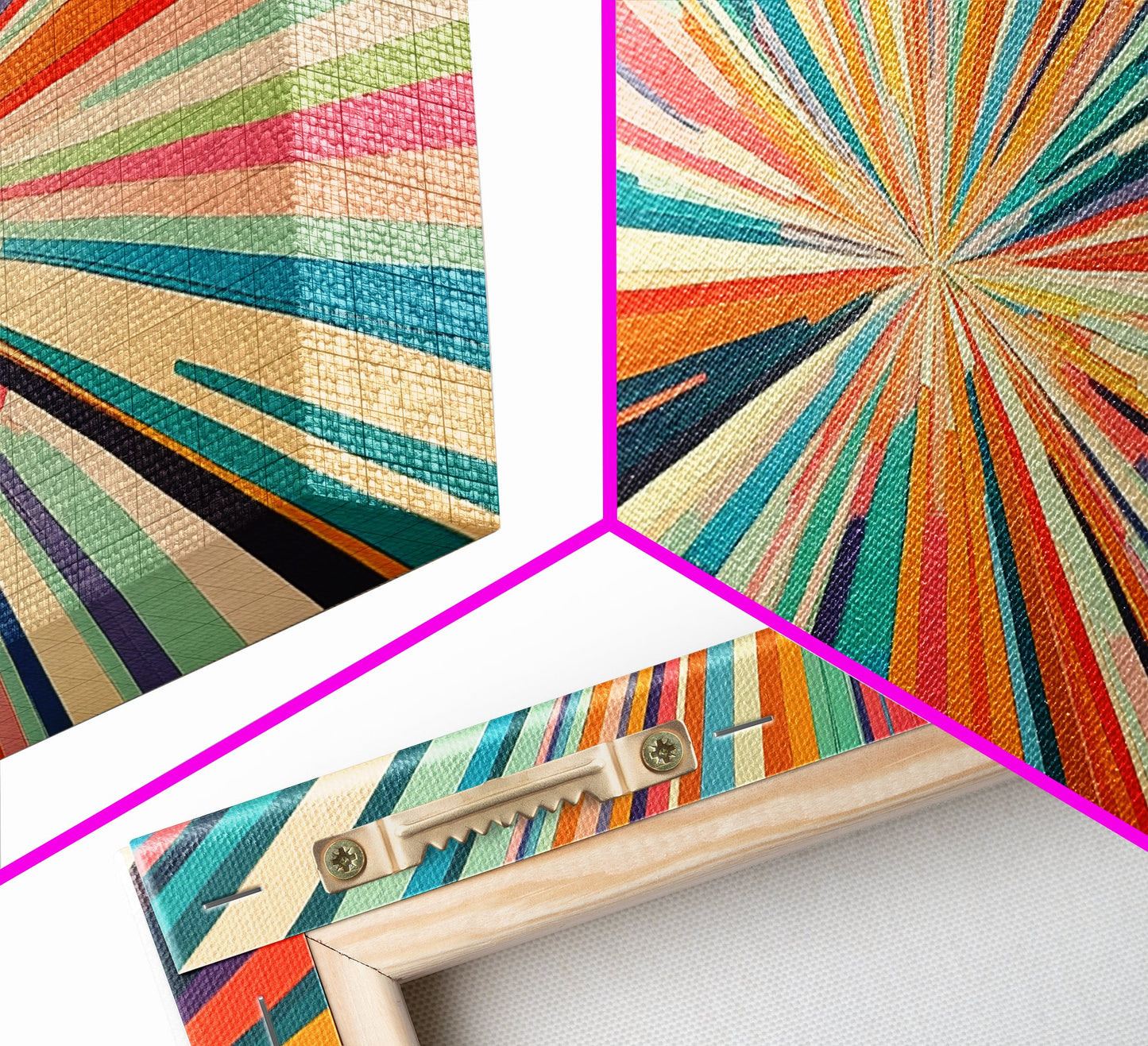 Sunburst Canvas Wall Art Canvas Print | Horizontal Pastel Color Sunset Print | Panoramic Abstract MCM Style Wall Art | Large Wide Print