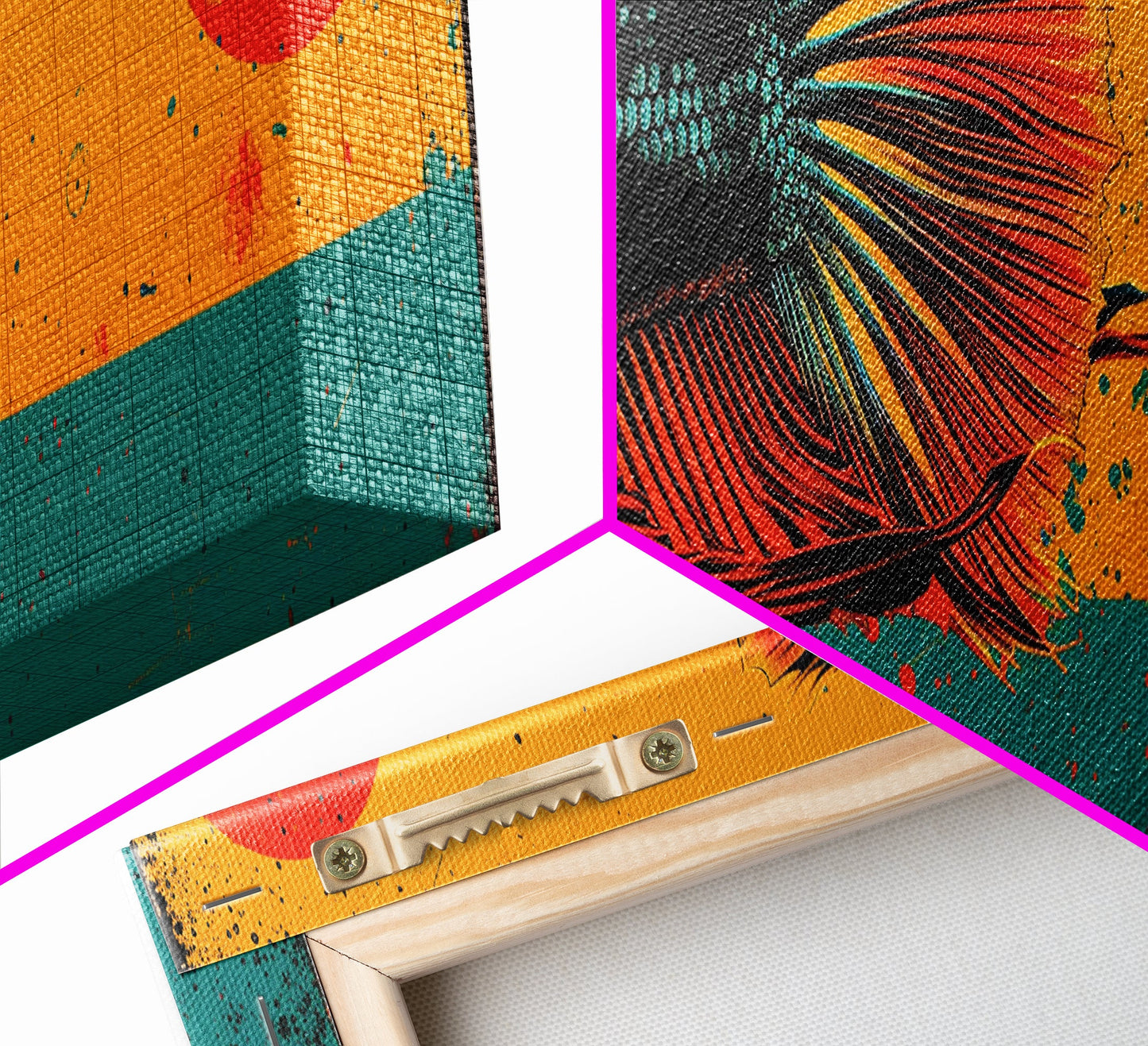 Retro 80s Style Painting of a Betta Fish, Framed Canvas Print, Home Decor Gift Artwork, Fish Painting, Betta Fish Art