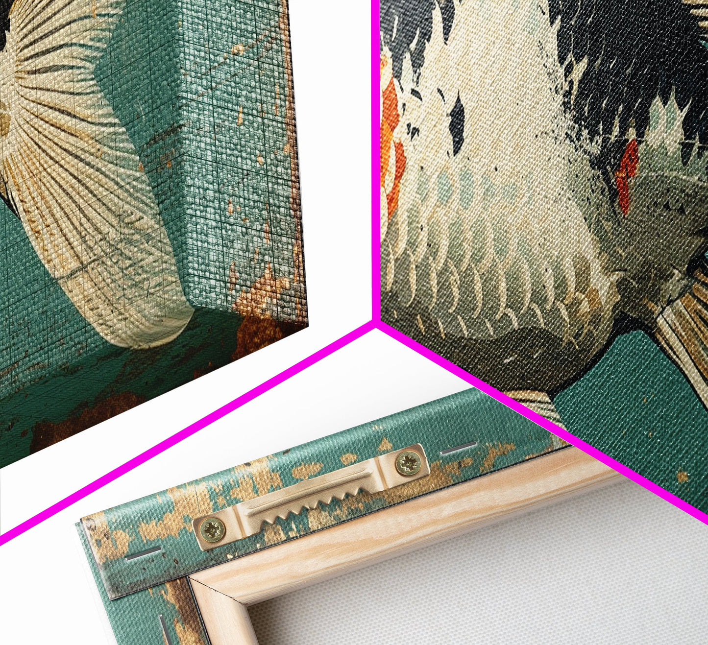 Gold Fish Painting Print, Wood Framed Canvas Print Wall Art Home Decor For Above Sofa In Living Room