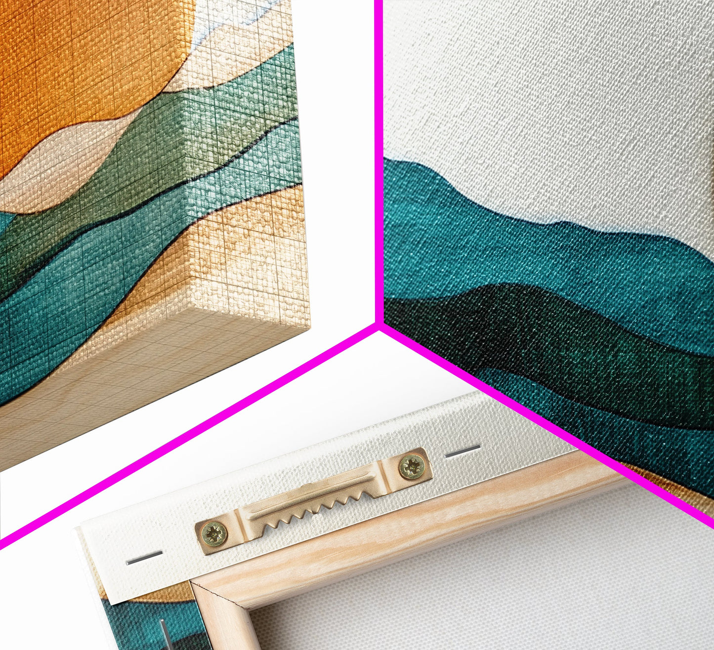 Beautiful Sunset Landscape Painting Print, Minimalist Decor, Eclectic Boho or Kitsch Wall Art