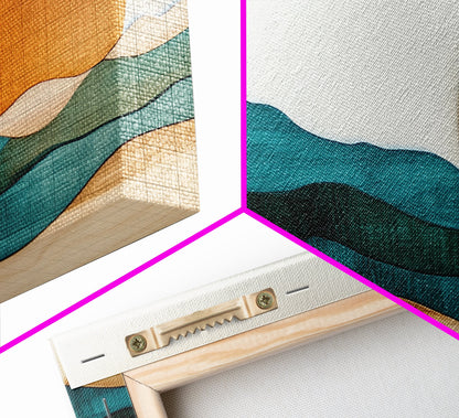 Beautiful Sunset Landscape Painting Print, Minimalist Decor, Eclectic Boho or Kitsch Wall Art