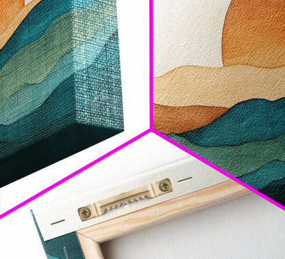 Kitsch Sunset Landscape Painting Print, Boho Wall Decor, Minimalist Wall Art, Eclectic Gift Idea, Kitsch Living Room Decor