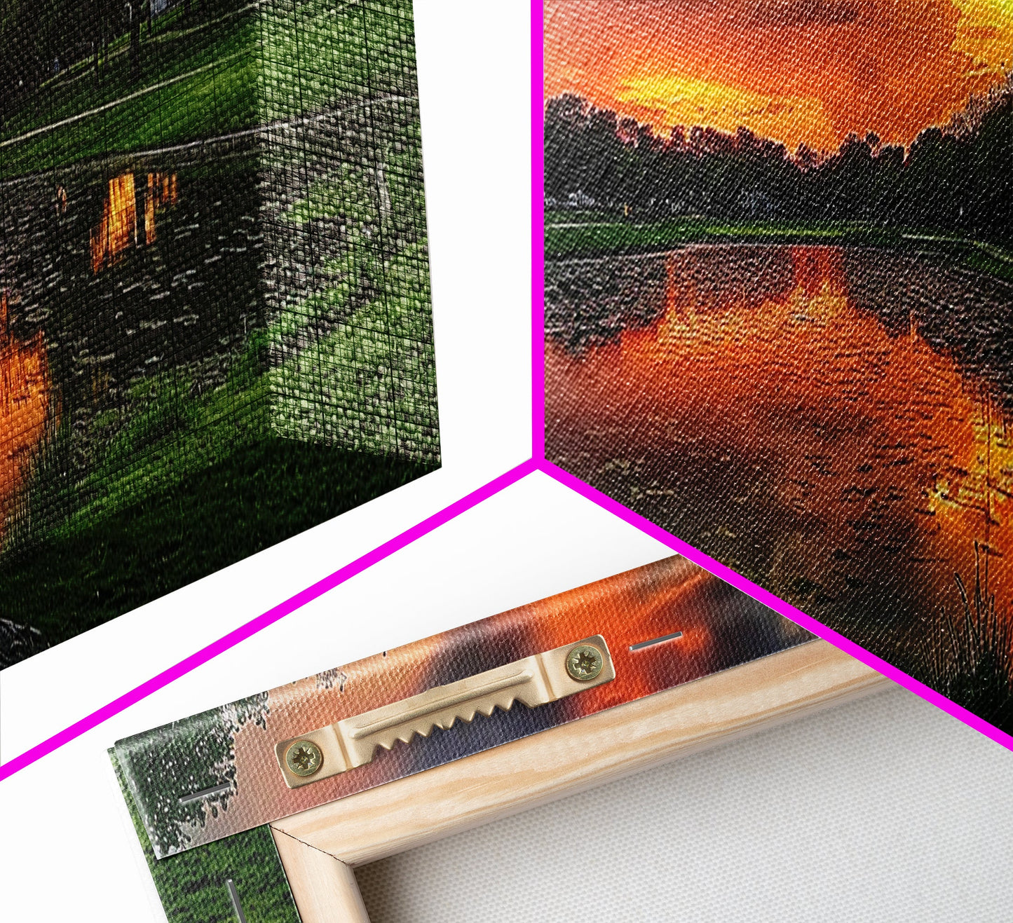 Sunset Over The Golf Course, Framed Canvas Print, Photography Style Wall Art, Beautiful Home Decor, Rustic Farmhouse Decor