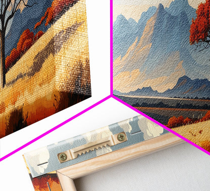 Landscape Print, Muted Southwestern Landscape, Hazy Mountain Valley Oil Painting Print, Panoramic Wall Art, Calm Above Bed Art