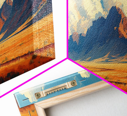 Southwestern Wall Decor | Western Wall Art | Retro Landscape Painting | Canvas Print | Retro Wall Hanging | American Western Arizona Art