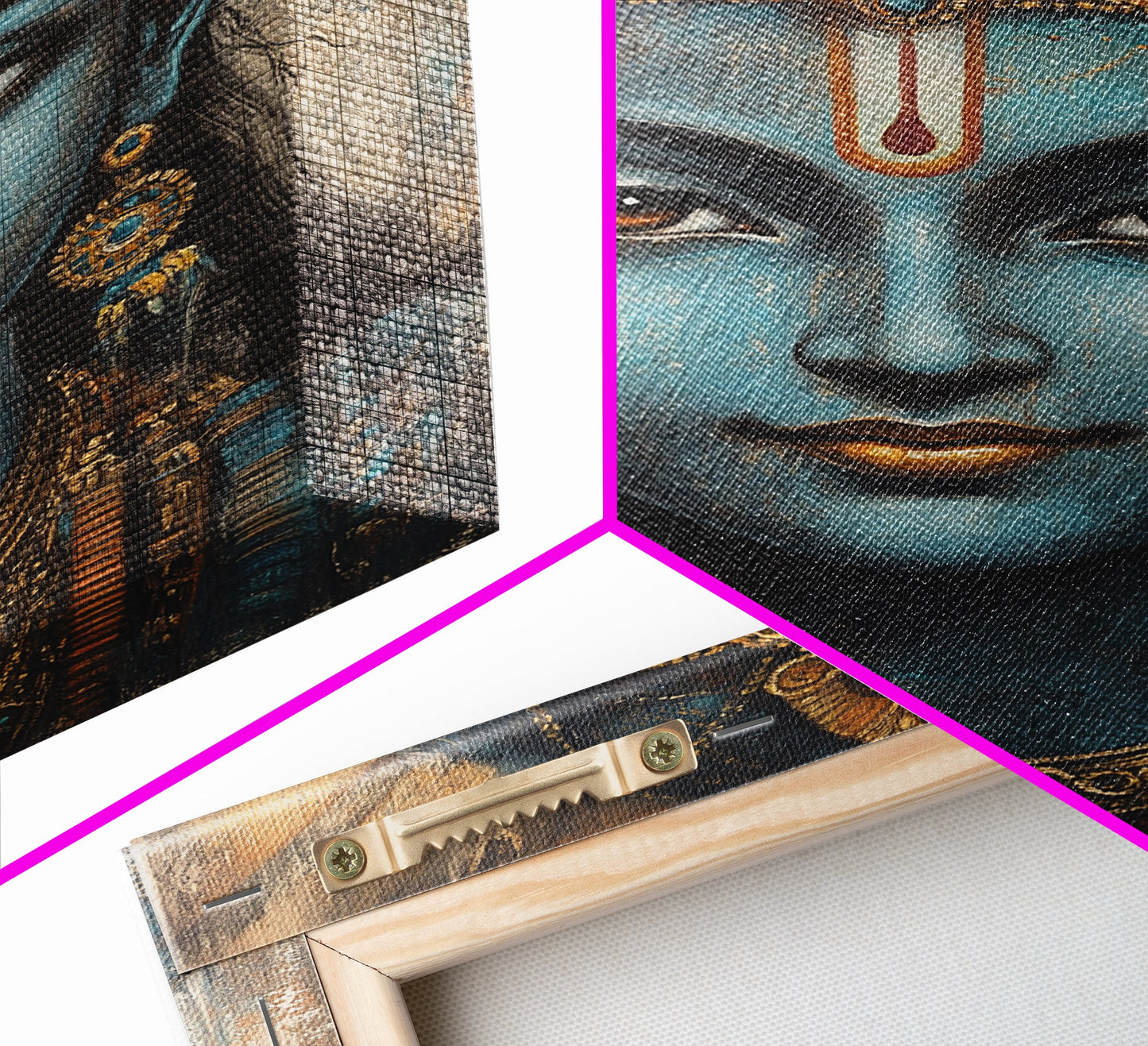 Madhubani Wall Art, Framed Canvas Print, Madhubani Style Decor, Madhubani Painting, Krishna Art