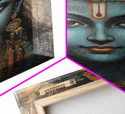 Madhubani Wall Art, Framed Canvas Print, Madhubani Style Decor, Madhubani Painting, Krishna Art