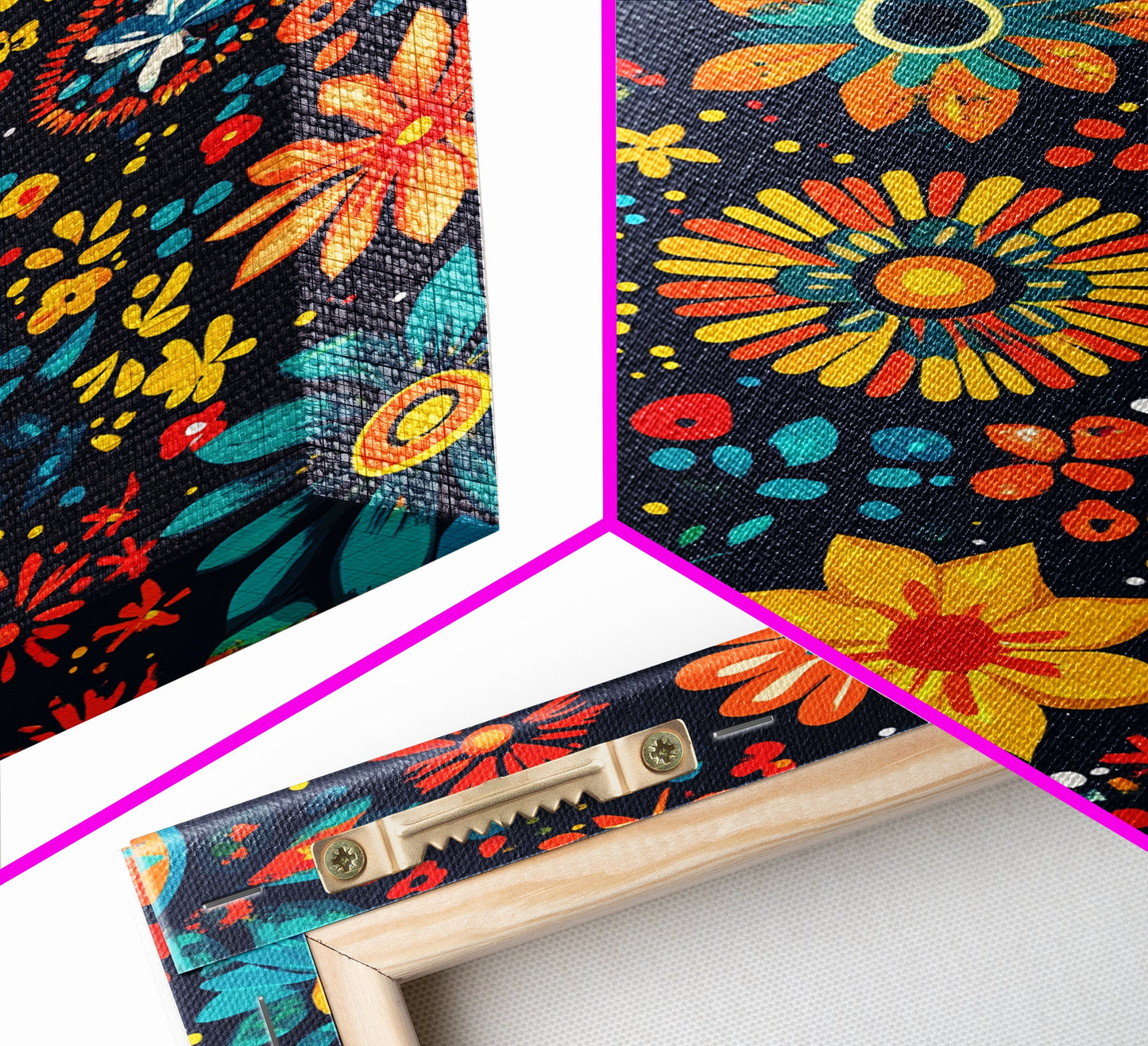 Mexican Tile Pattern Wall Art, Framed Canvas Print, Chicano Wall Art, Mexicano Wall Art, Textile Inspired Wall Decor