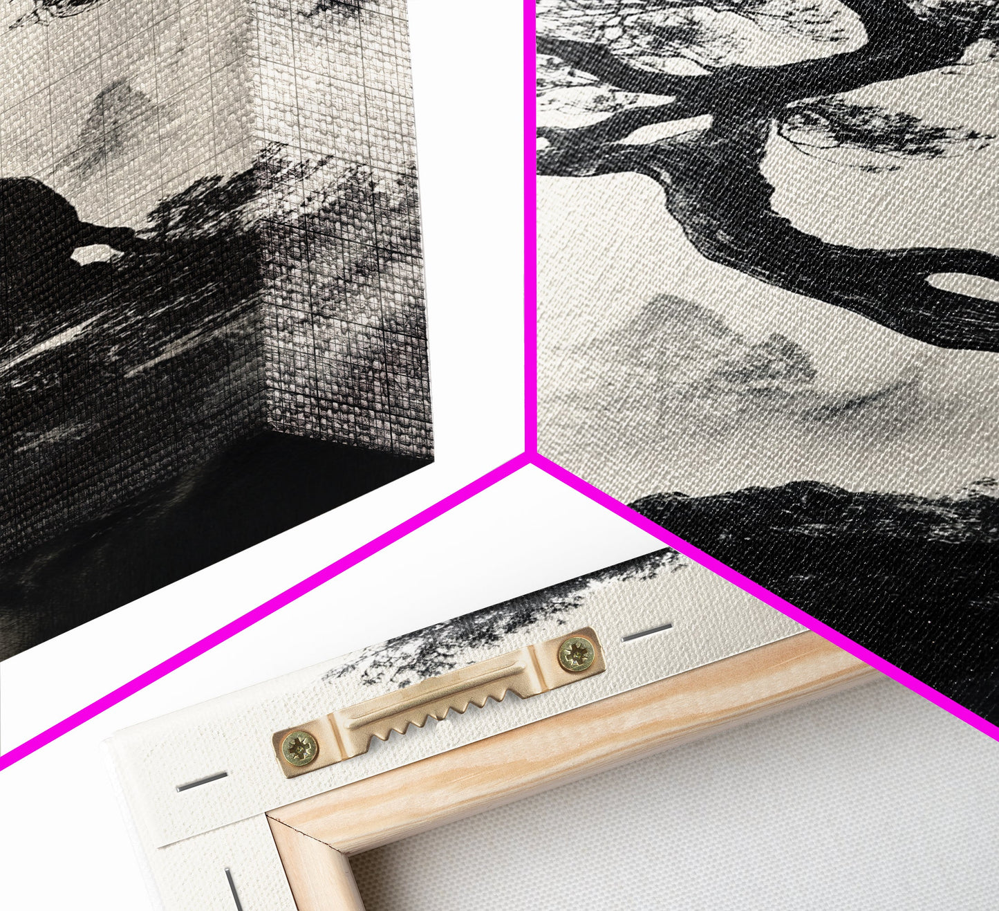 Bonzai Tree on a Cliff Wabi Sabi Painting Print, Wood Framed Wall Art, Bonzai Tree Art, Japanese Style Artwork