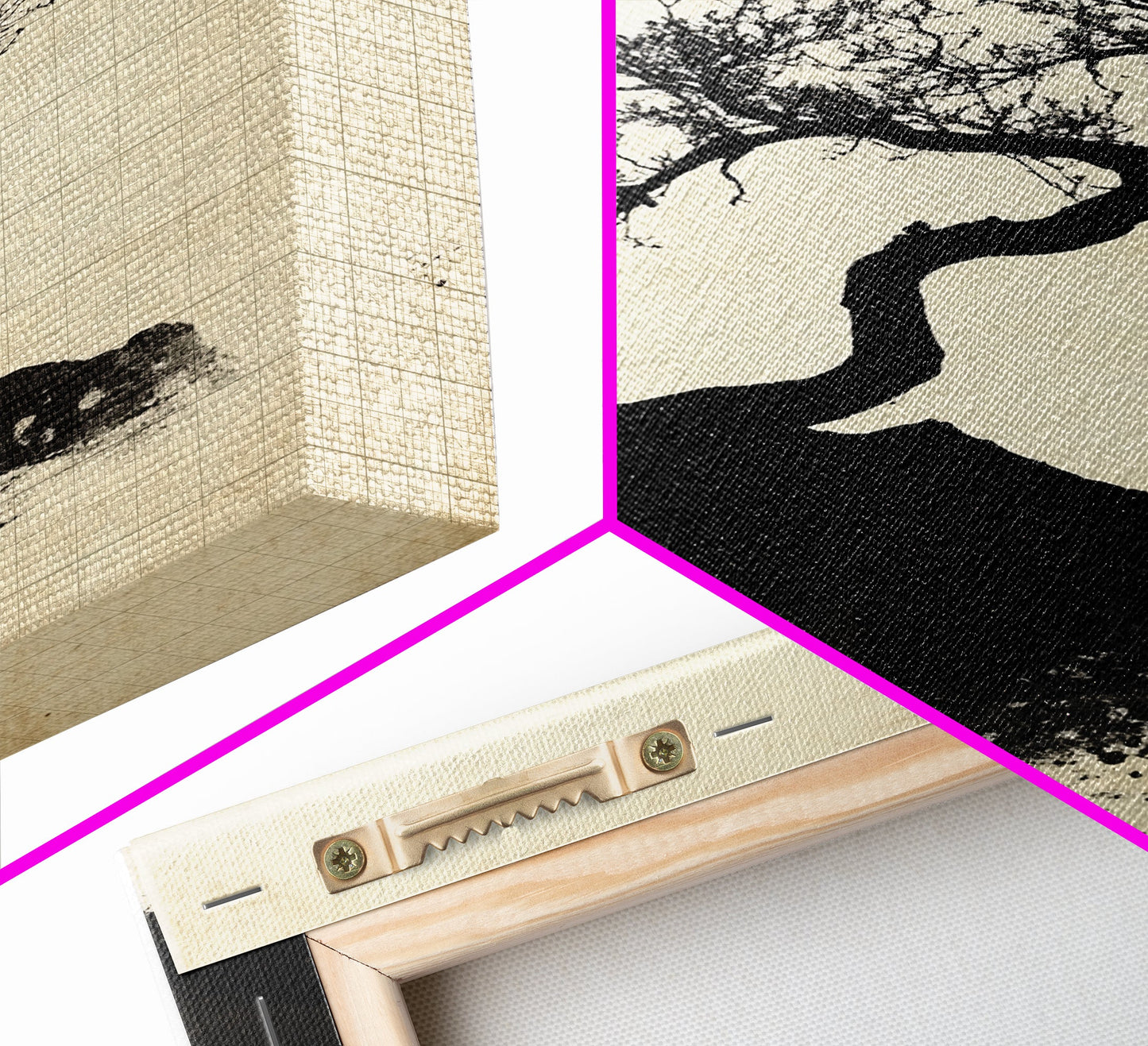 Black and White Charcoal Sketch Print of a Bonzai Tree, Framed Canvas Print, Wabi Sabi Art, Wabi Sabi Painting, Minimalist Home Decor