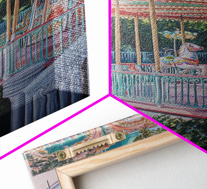 Nursery Decor Framed Canvas Print, Wall Decor for Girl's Room, Carrousel Oil Painting, Oil Painting of a Carrousel