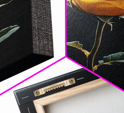 Maximalist Painting Print of a Yellow Rose, Framed Canvas, Wood Framed Art, Modern Farmhouse Decor, Rose Painting, Rose Art