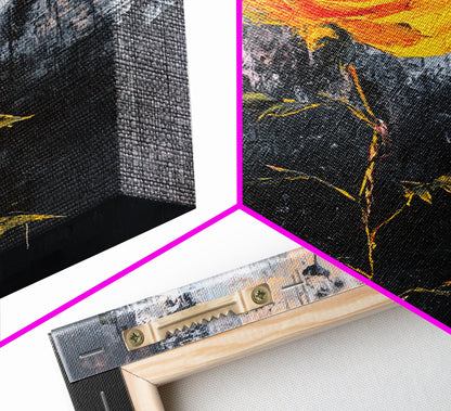 Abstract Painting Print of a Yellow Rose, Framed Canvas, Wood Framed Art, Modern Farmhouse Decor, Rose Painting, Rose Art