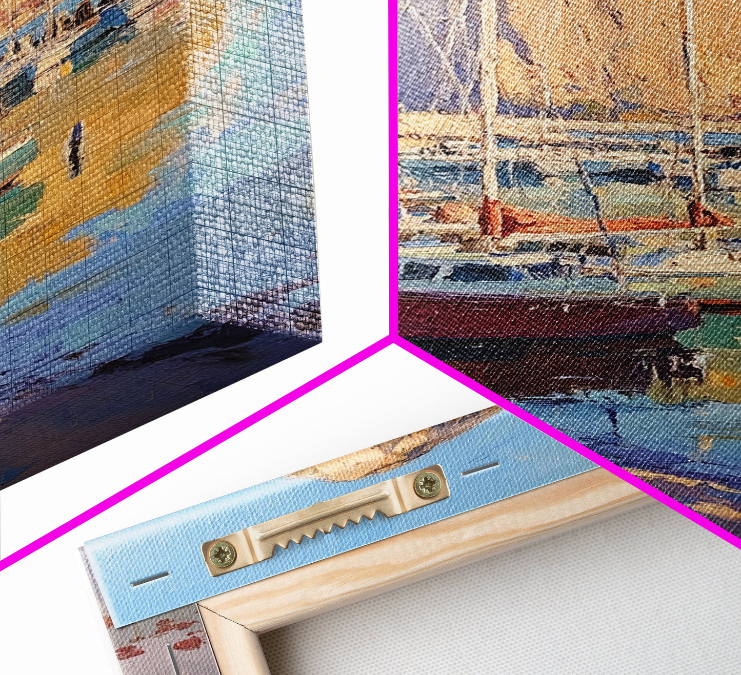 Italian Seaside Village Framed Canvas Print, Sailboat Painting, Italy Painting, Italy Decor, Vacation Gift Idea, Maine Oil Painting, Nautical Home Decor