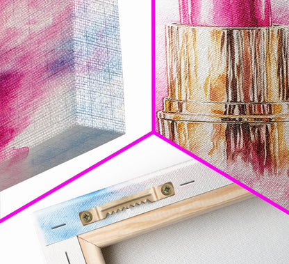 Pink Lipstick Framed Canvas Print, Preppy Dorm Room Decor, Makeup Wall Art, Girl's Dorm Room Wall Art, Preppy Art, Preppy Style Decor