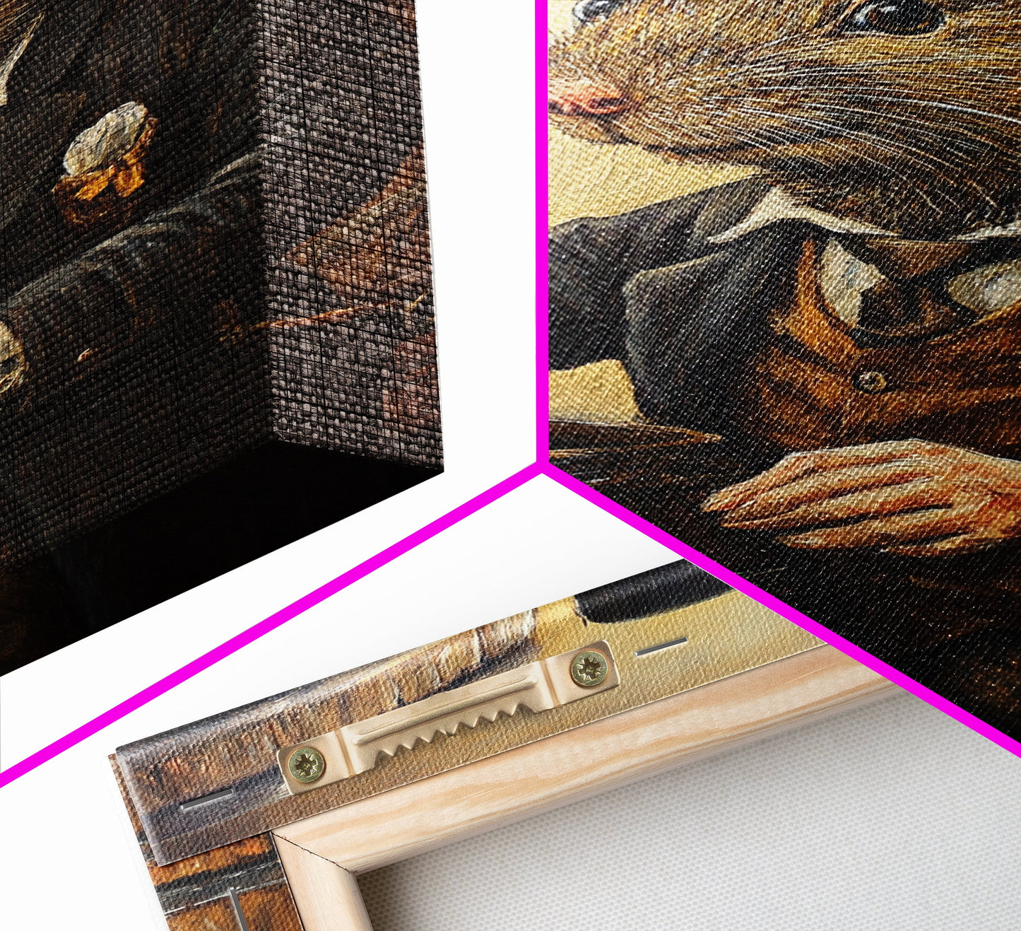 Rats with Jobs, Framed Canvas Print, Rat Painting, The Rat Whiskey Distiller, Cute Rat Home Decor