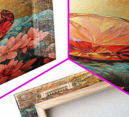 Gemstone Painting Print, Framed Canvas Print, Gemstones Wall Art, Precious Stone Painting, Red Gem, Ruby Painting, Antique Minerals Art