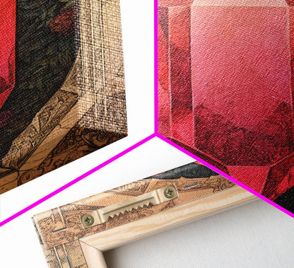 Ruby Painting Print, Framed Canvas Print, Gemstones Wall Art, Precious Stone Painting, Red Gem, Ruby Painting, Antique Minerals Art