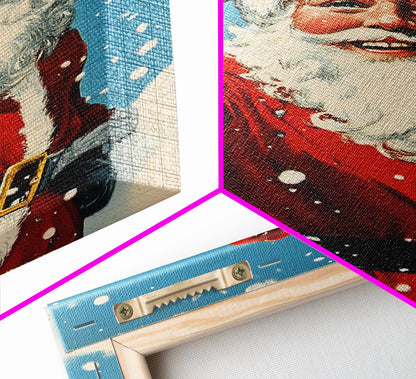 Portrait of Santa Waving Framed Canvas Print, Santa Painting, Santa Art, Santa Home Decor, Christmas Wall Art, Seasonal Christmas, Clearance Christmas