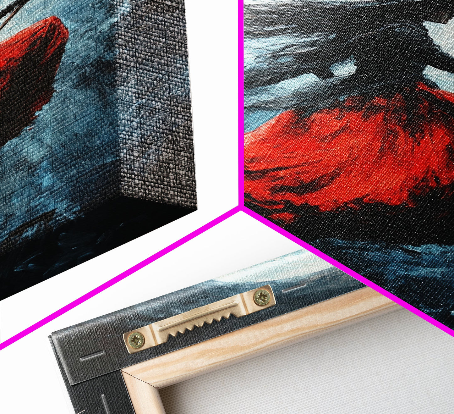 The Witch Rides her Broom under a full moon - Framed Canvas Print - Witchy Decor - Witch Painting - Halloween Wall Art