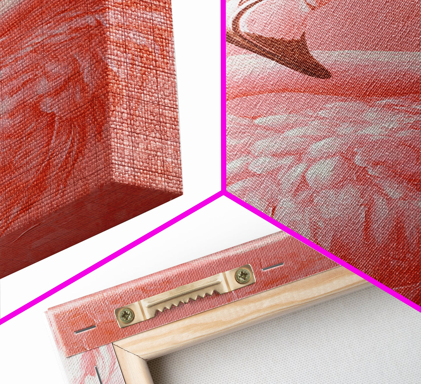 Pink Flamingo Painting Print, Preppy Trendy Wall Art, Animal Print, Framed Canvas Print, Wood Framed Art, Dorm Decor, Apartment Art