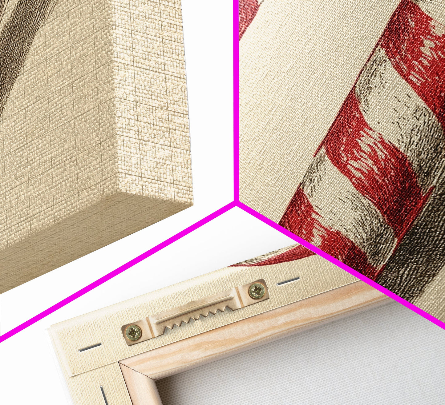 Christmas Wall Art - Candy Cane Sketch - Framed Canvas Print - Candy Cane Decor - Christmas Home Decor