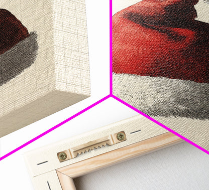 Painting of Santa's Hat Canvas Print - Framed Canvas - Minimalist Christmas Art - Boho Christmas Art - Rustic Christmas Art