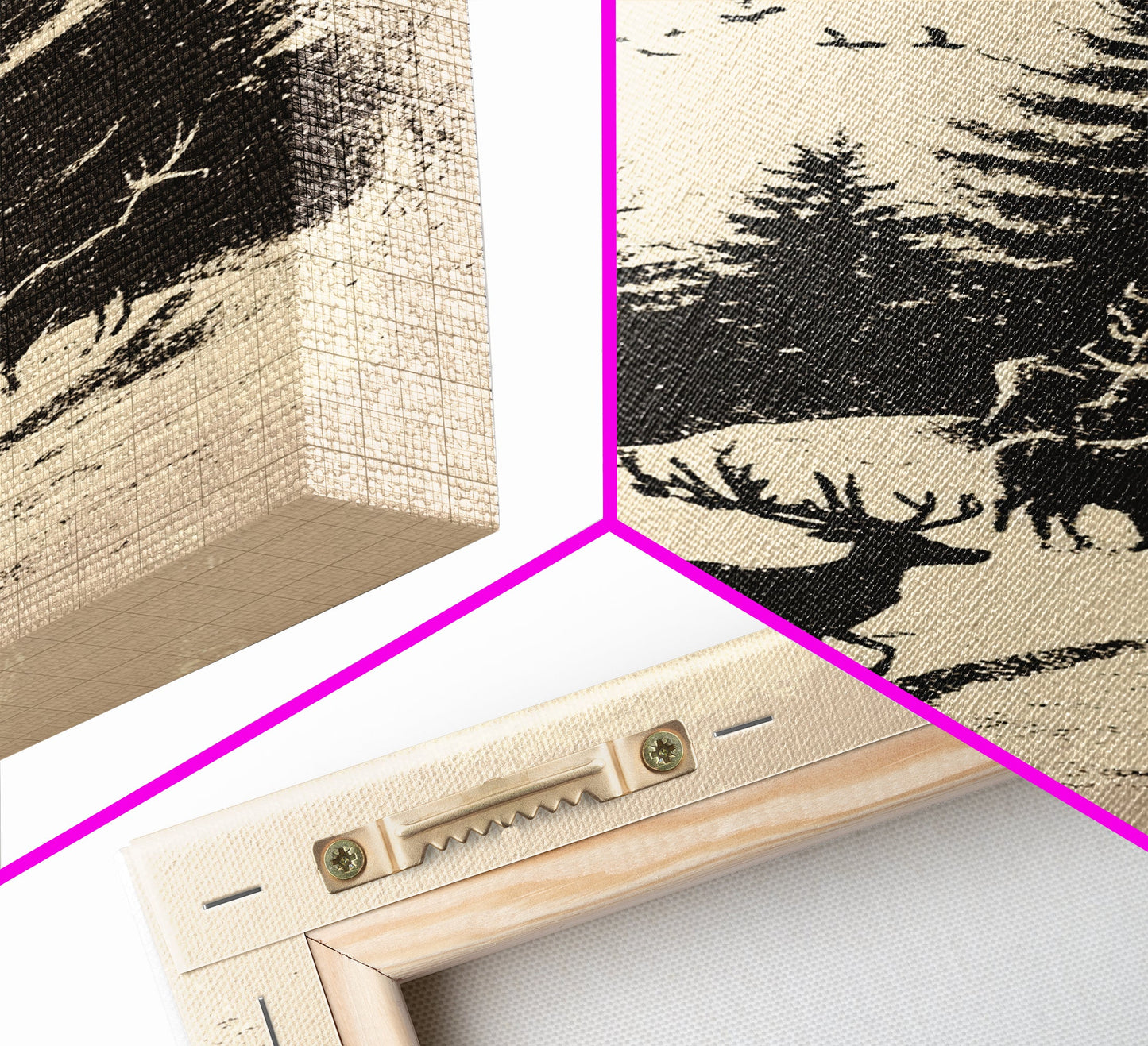 Sketch of Reindeer In The Snow Canvas Print - Framed Canvas - Minimalist Christmas Art - Boho Christmas Art - Rustic Christmas Art