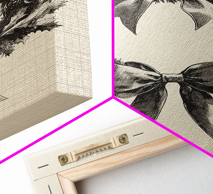 Sketch of a Christmas Wreath Canvas Print - Framed Canvas - Minimalist Christmas Art - Boho Christmas Art - Rustic Christmas Art