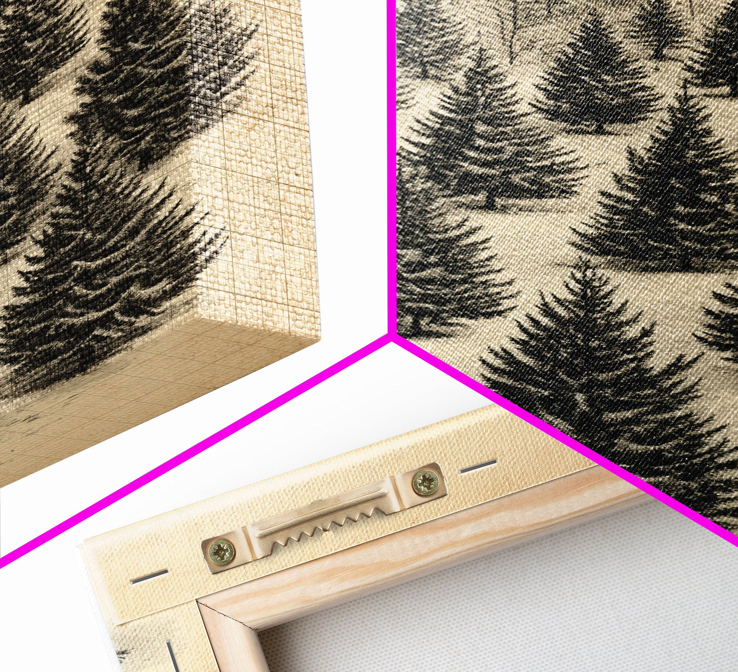 Christmas Tree Farm Art Canvas Print - Framed Canvas - Minimalist Christmas Art - Boho Christmas Art - Rustic Christmas Art