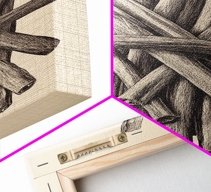 Retro Cinnamon Sticks Canvas Print - Framed Canvas - Minimalist Christmas Art - Boho Christmas Art - Rustic Christmas Art