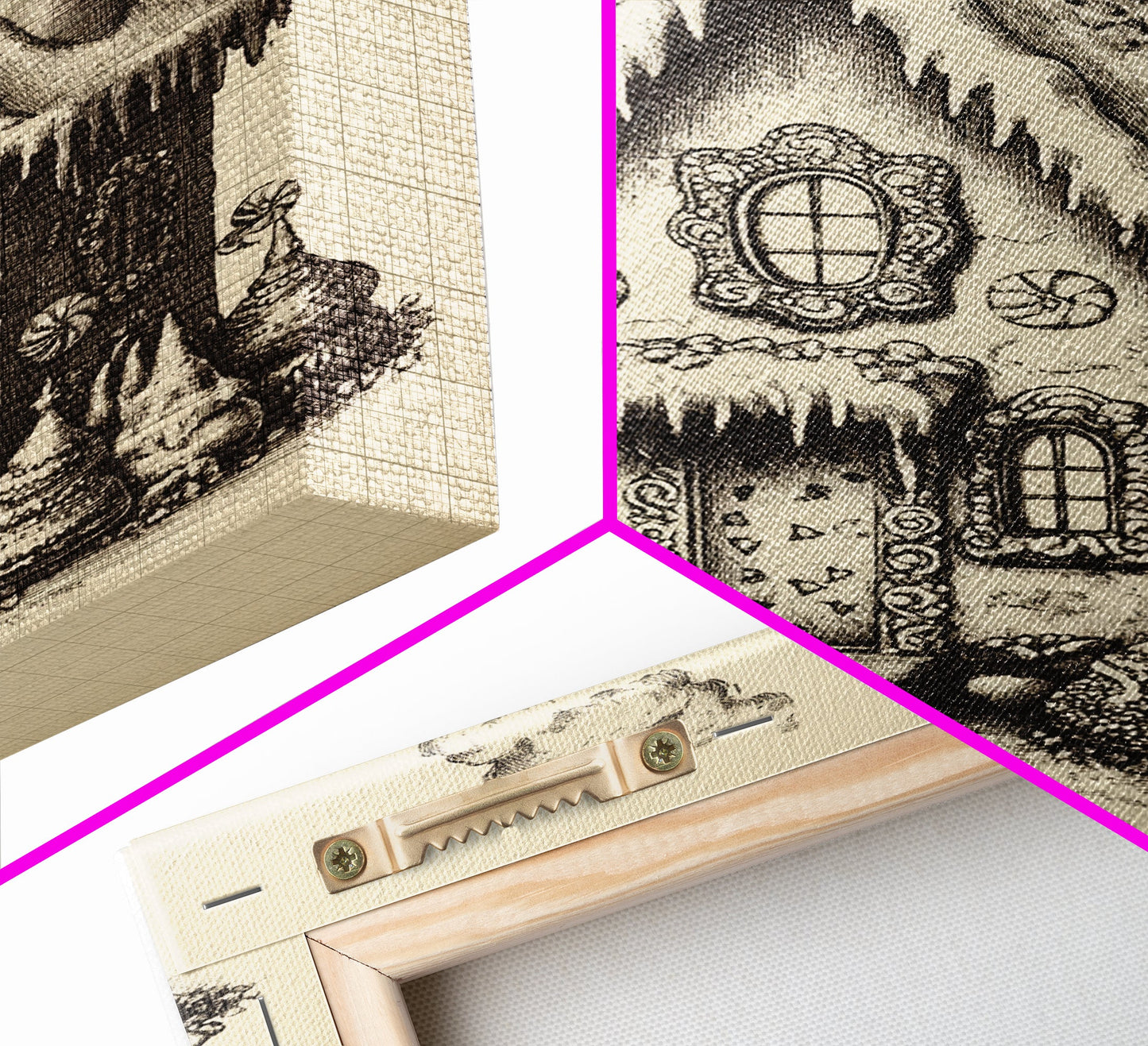 Vintage Gingerbread House Canvas Print - Framed Canvas - Minimalist Christmas Art - Boho Christmas Art - Rustic Christmas Art