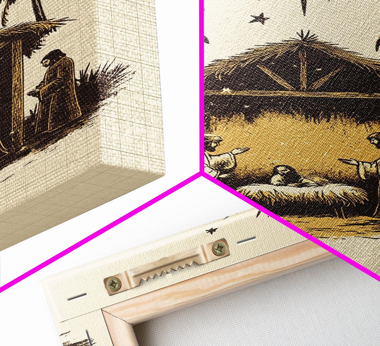 Vintage Nativity Scene Canvas Print - Framed Canvas - Minimalist Christmas Art - Boho Christmas Art - Rustic Christmas Art