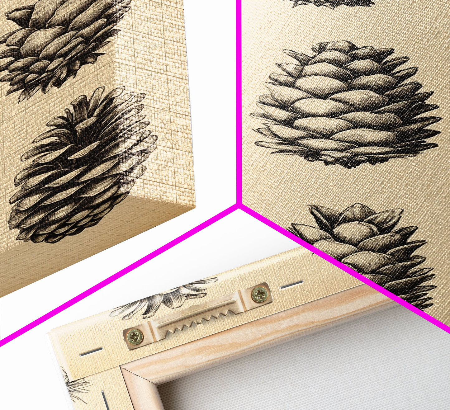 Vintage Pinecones Canvas Print - Framed Canvas - Minimalist Christmas Art - Boho Christmas Art - Rustic Christmas Art