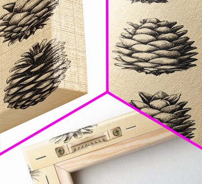 Vintage Pinecones Canvas Print - Framed Canvas - Minimalist Christmas Art - Boho Christmas Art - Rustic Christmas Art