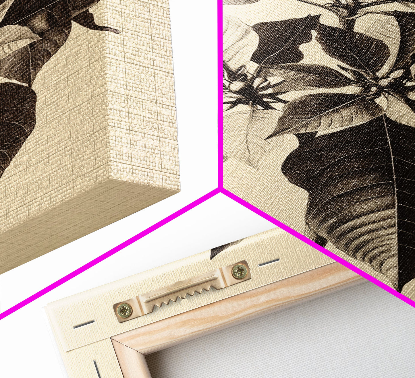 Vintage Poinsetta Canvas Print - Framed Canvas - Minimalist Christmas Art - Boho Christmas Art - Rustic Christmas Art