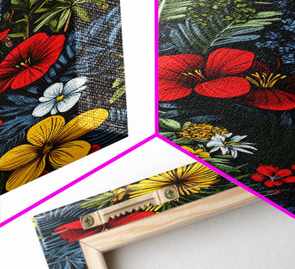 Jungle Painting Canvas Print, Mid-Century Modern Wall Art, Retro Home Decor, Wood Framed Canvas, Home Decor, Office Decor Gift Idea