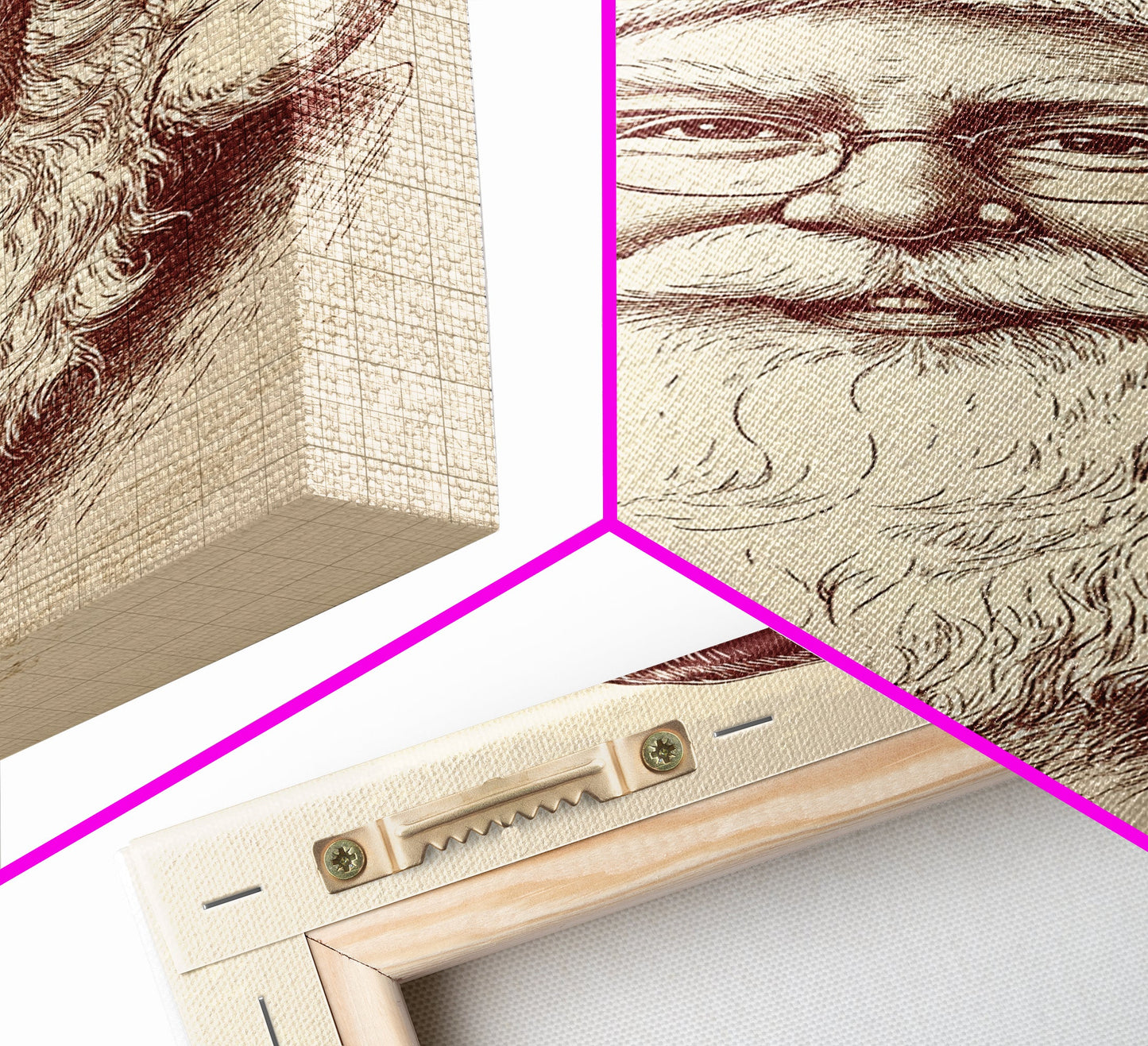 Portrait of Santa Clause Canvas Print - Framed Canvas - Minimalist Christmas Art - Boho Christmas Art - Rustic Christmas Art