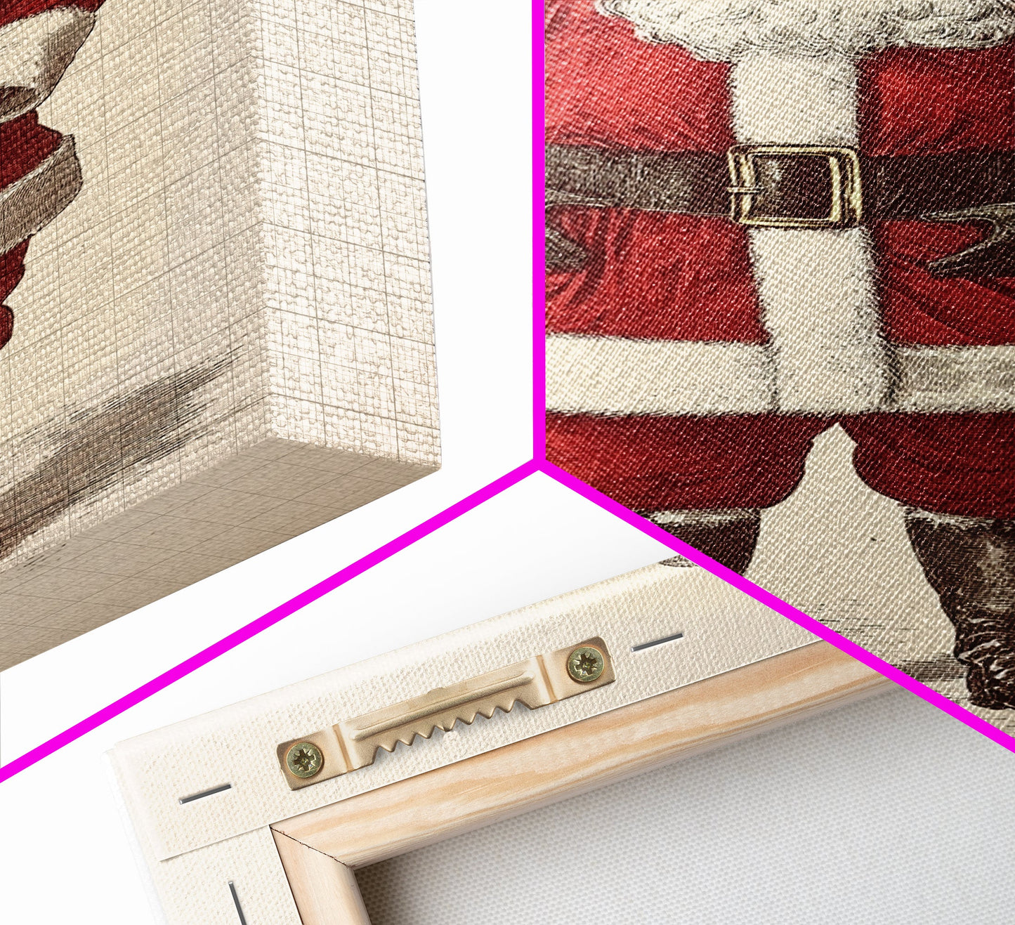 Cheerful Santa Clause Canvas Print - Framed Canvas - Minimalist Christmas Art - Boho Christmas Art - Rustic Christmas Art