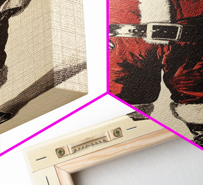 Vintage Santa Clause Canvas Print - Framed Canvas - Minimalist Christmas Art - Boho Christmas Art - Rustic Christmas Art